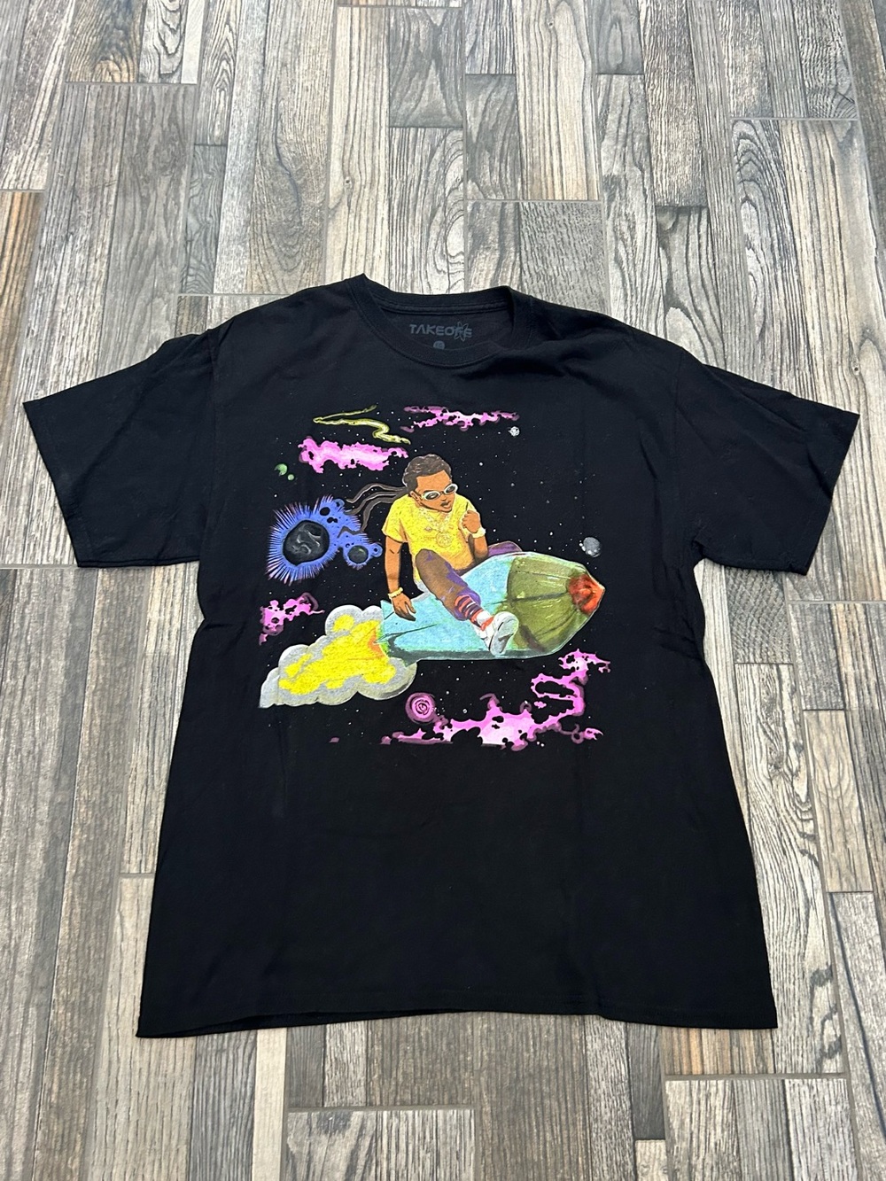 👁️ Official Takeoff Migos The Last Rocket Graphic T-Shirt Black Rap Tee Large